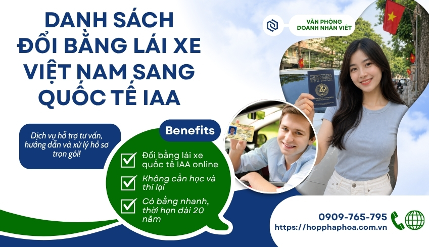 Danh sách đổi bằng lái xe Việt Nam sang quốc tế IAA
