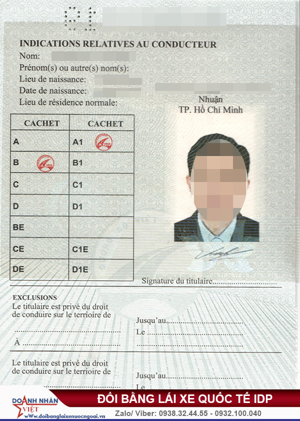 Mẫu giấy phép lái xe quốc tế IDP
